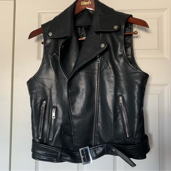 Black Faux Leather Vest Size L - Picture 7 of 11